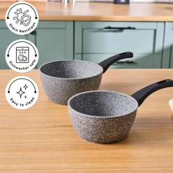 Karaca Milchkännchen-Gris Biogranit Induktions Milchtopf-Set, 2 Teilig Grau02