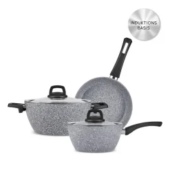 Karaca Granittopf Sets-Gris Biogranite Induktion-Basis Kochgeschirr-Set, 5 Teilig Grau02
