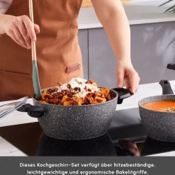 Karaca Granittopf Sets-Gris Biogranite Induktion-Basis Kochgeschirr-Set, 5 Teilig Grau02