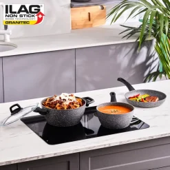 Karaca Granittopf Sets-Gris Biogranite Induktion-Basis Kochgeschirr-Set, 5 Teilig Grau02