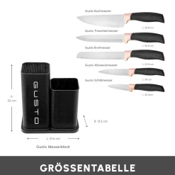 Karaca Messersets-Gusto Schwarzes 12-teiliges Messer-/Schneidebrett-Set Schwarz01