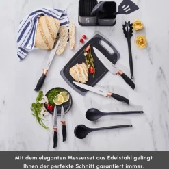Karaca Messersets-Gusto Schwarzes 12-teiliges Messer-/Schneidebrett-Set Schwarz01