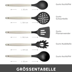 Karaca Messersets-Gusto 12-teiliges Messer-/Schneidebrett-Set in Creme Creme01