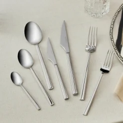 Karaca Bestecksets Für 12 Personen-Halley 91-teiliges Edelstahl-Besteckset mit Servierbesteck für 12 Personen, Silber Sılber