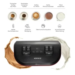 Karaca Türkischer Kaffeekocher|Kaffeemaschinen-Hatir Hüps Duet Türkische Kaffeemaschine, Grau, 1400W Sılber