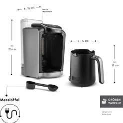 Karaca Türkischer Kaffeekocher|Kaffeemaschinen-Hatır Aqua Wassertank Automatische Türkische Kaffeemaschine Galaxy Grey