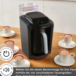 Karaca Türkischer Kaffeekocher|Kaffeemaschinen-Hatır Aqua Wassertank Automatische Türkische Kaffeemaschine Galaxy Grey