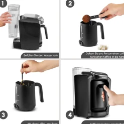 Karaca Türkischer Kaffeekocher|Kaffeemaschinen-Hatır Aqua Wassertank Automatische Türkische Kaffeemaschine Schwarz Siyah