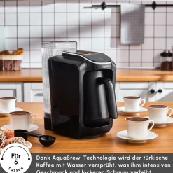 Karaca Türkischer Kaffeekocher|Kaffeemaschinen-Hatır Aqua Wassertank Automatische Türkische Kaffeemaschine Schwarz Siyah