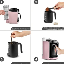 Karaca Türkischer Kaffeekocher|Kaffeemaschinen-Hatır Aqua Wassertank Automatische Türkische Kaffeemaschine Rose Gold
