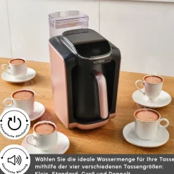 Karaca Türkischer Kaffeekocher|Kaffeemaschinen-Hatır Aqua Wassertank Automatische Türkische Kaffeemaschine Rose Gold