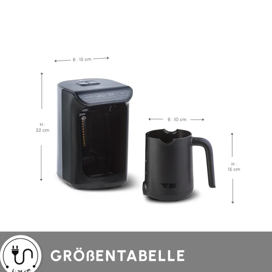 Karaca Türkischer Kaffeekocher|Kaffeemaschinen-Hatır Kaffeemaschine mit Röstfunktion Anthrazit, 535W Galaxıe Grau