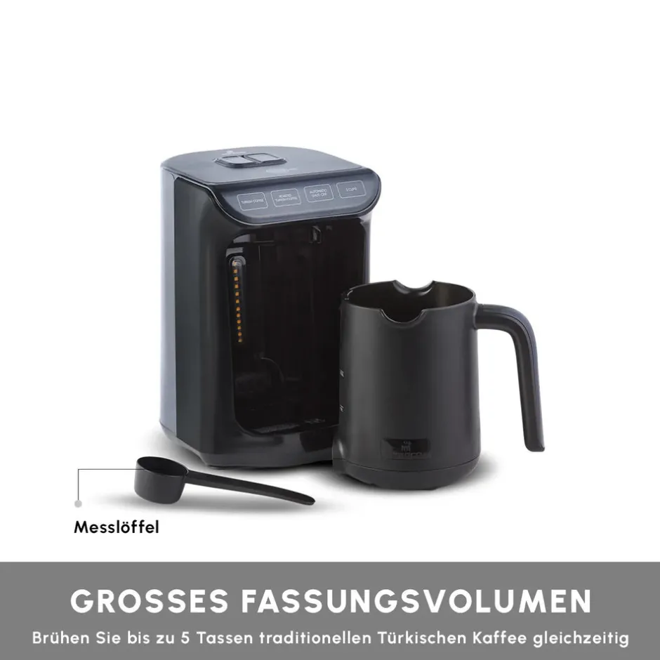 Karaca Türkischer Kaffeekocher|Kaffeemaschinen-Hatır Kaffeemaschine mit Röstfunktion Anthrazit, 535W Galaxıe Grau