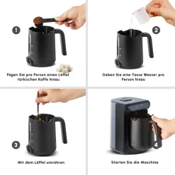 Karaca Türkischer Kaffeekocher|Kaffeemaschinen-Hatır Kaffeemaschine mit Röstfunktion Anthrazit, 535W Galaxıe Grau