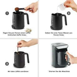 Karaca Türkischer Kaffeekocher|Kaffeemaschinen-Hatır Kaffeemaschine mit Röstfunktion Space Gray Space Grau