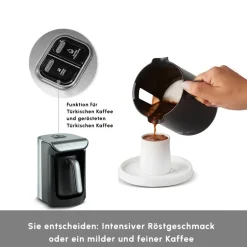 Karaca Türkischer Kaffeekocher|Kaffeemaschinen-Hatır Kaffeemaschine mit Röstfunktion Space Gray Space Grau