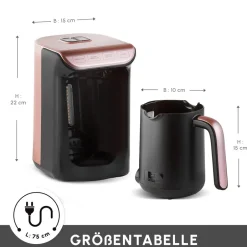 Karaca Türkischer Kaffeekocher|Kaffeemaschinen-Hatır Kaffeemaschine mit Röstfunktion Rosenbeere Rosebeere