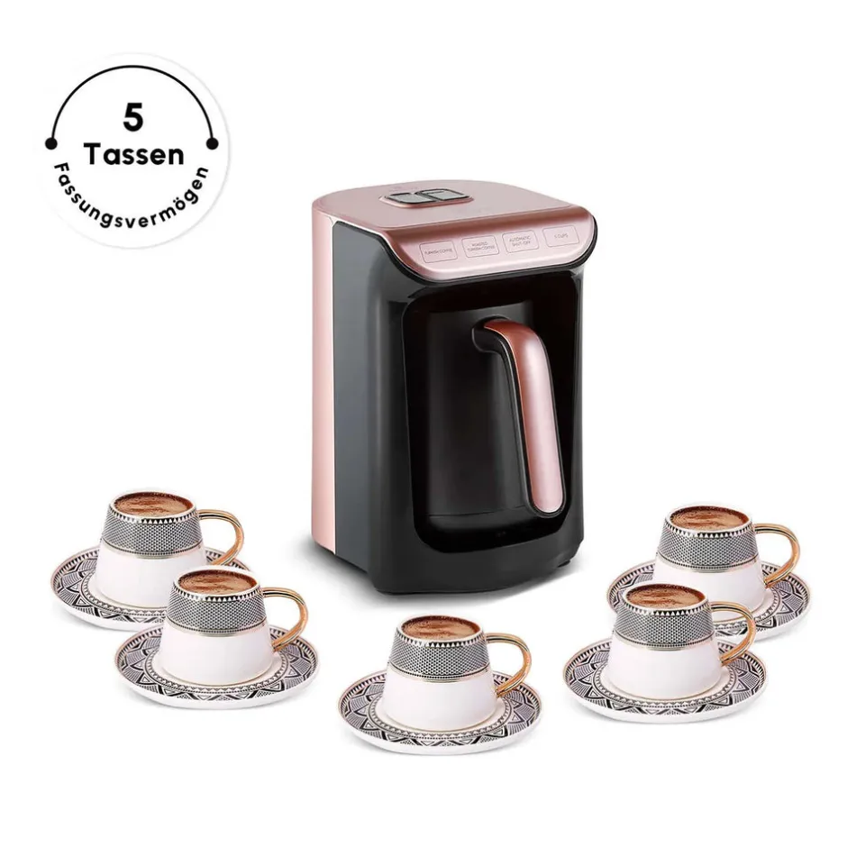 Karaca Türkischer Kaffeekocher|Kaffeemaschinen-Hatır Kaffeemaschine mit Röstfunktion Rosenbeere Rosebeere