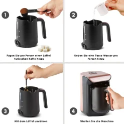 Karaca Türkischer Kaffeekocher|Kaffeemaschinen-Hatır Kaffeemaschine mit Röstfunktion Rosenbeere Rosebeere