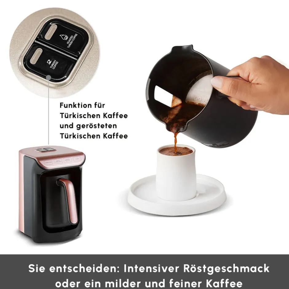 Karaca Türkischer Kaffeekocher|Kaffeemaschinen-Hatır Kaffeemaschine mit Röstfunktion Rosenbeere Rosebeere