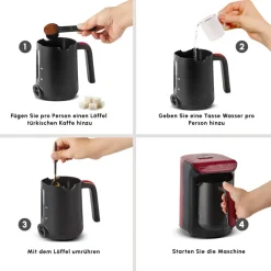 Karaca Kaffeemaschinen-Hatır Kaffeemaschine mit Röstfunktion Rot, 535W Kırschrot