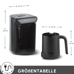 Karaca Türkischer Kaffeekocher|Kaffeemaschinen-Hatır Kaffeemaschine mit Röstfunktion Shiny Black, 535 W Glänzend Schwarz