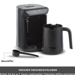 Karaca Türkischer Kaffeekocher|Kaffeemaschinen-Hatır Kaffeemaschine mit Röstfunktion Shiny Black, 535 W Glänzend Schwarz