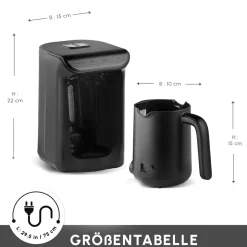 Karaca Türkischer Kaffeekocher|Kaffeemaschinen-Hatır Koz Milky Türkische Kaffeemaschine, Glänzend Schwarz