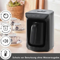 Karaca Türkischer Kaffeekocher|Kaffeemaschinen-Hatır Koz Milky Türkische Kaffeemaschine, Glänzend Schwarz