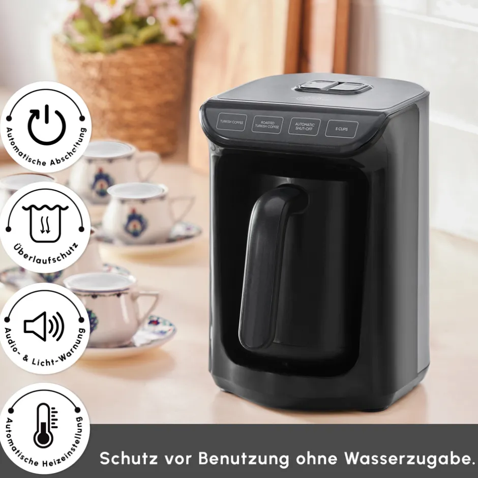Karaca Türkischer Kaffeekocher|Kaffeemaschinen-Hatır Koz Milky Türkische Kaffeemaschine, Glänzend Schwarz