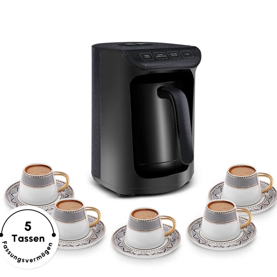 Karaca Türkischer Kaffeekocher|Kaffeemaschinen-Hatır Koz Milky Türkische Kaffeemaschine, Glänzend Schwarz