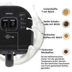 Karaca Türkischer Kaffeekocher|Kaffeemaschinen-Hatır Koz Milky Türkische Kaffeemaschine, Glänzend Schwarz