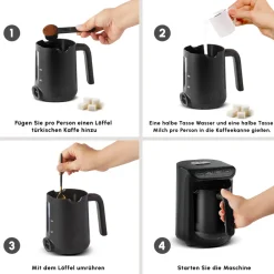 Karaca Türkischer Kaffeekocher|Kaffeemaschinen-Hatır Koz Milky Türkische Kaffeemaschine, Glänzend Schwarz