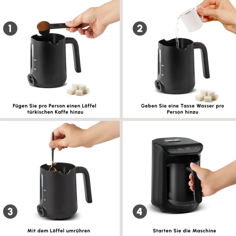 Karaca Türkischer Kaffeekocher|Kaffeemaschinen-Hatır Koz Milky Türkische Kaffeemaschine, Glänzend Schwarz