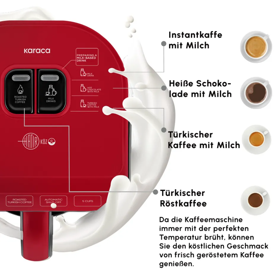 Karaca Türkischer Kaffeekocher|Kaffeemaschinen-Hatır Koz Milky Türkische Kaffeemaschine Red
