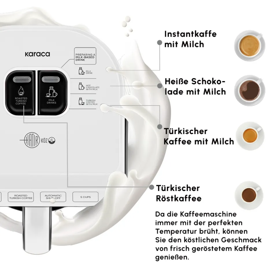 Karaca Türkischer Kaffeekocher|Kaffeemaschinen-Hatır Koz Milky Türkische Kaffeemaschine Weiß Whıte