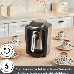 Karaca Türkischer Kaffeekocher|Kaffeemaschinen-Hatır Neo Inox türkische Kaffeemaschine mit Edelstahl-Kanne