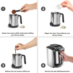 Karaca Türkischer Kaffeekocher|Kaffeemaschinen-Hatır Neo Inox türkische Kaffeemaschine mit Edelstahl-Kanne