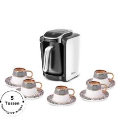 Karaca Türkischer Kaffeekocher|Kaffeemaschinen-Hatır Neo Türkische Kaffeemaschine mit Milch – Porcelain White