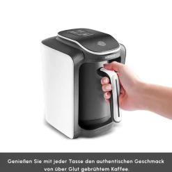 Karaca Türkischer Kaffeekocher|Kaffeemaschinen-Hatır Neo Türkische Kaffeemaschine mit Milch – Porcelain White