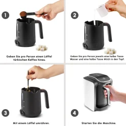 Karaca Türkischer Kaffeekocher|Kaffeemaschinen-Hatır Neo Türkische Kaffeemaschine mit Milch – Porcelain White