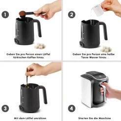 Karaca Türkischer Kaffeekocher|Kaffeemaschinen-Hatır Neo Türkische Kaffeemaschine mit Milch – Porcelain White