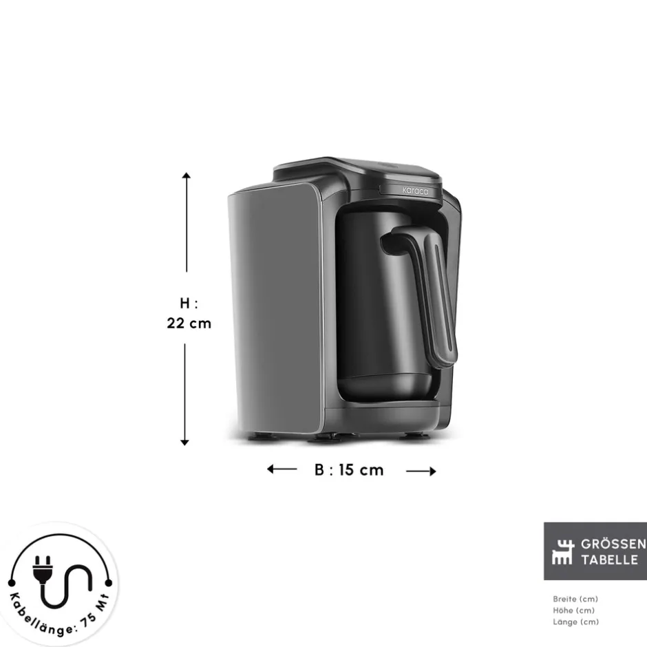 Karaca Türkischer Kaffeekocher|Kaffeemaschinen-Hatır Neo Türkische Kaffeemaschine mit Milchzubereitung – Space Grey