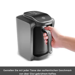 Karaca Türkischer Kaffeekocher|Kaffeemaschinen-Hatır Neo Türkische Kaffeemaschine mit Milchzubereitung – Space Grey