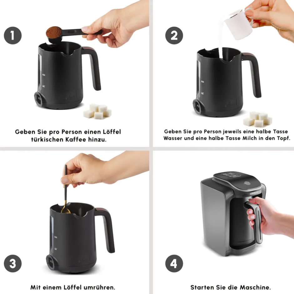 Karaca Türkischer Kaffeekocher|Kaffeemaschinen-Hatır Neo Türkische Kaffeemaschine mit Milchzubereitung – Space Grey