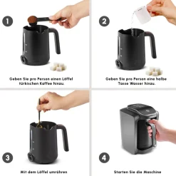 Karaca Türkischer Kaffeekocher|Kaffeemaschinen-Hatır Neo Türkische Kaffeemaschine mit Milchzubereitung – Space Grey