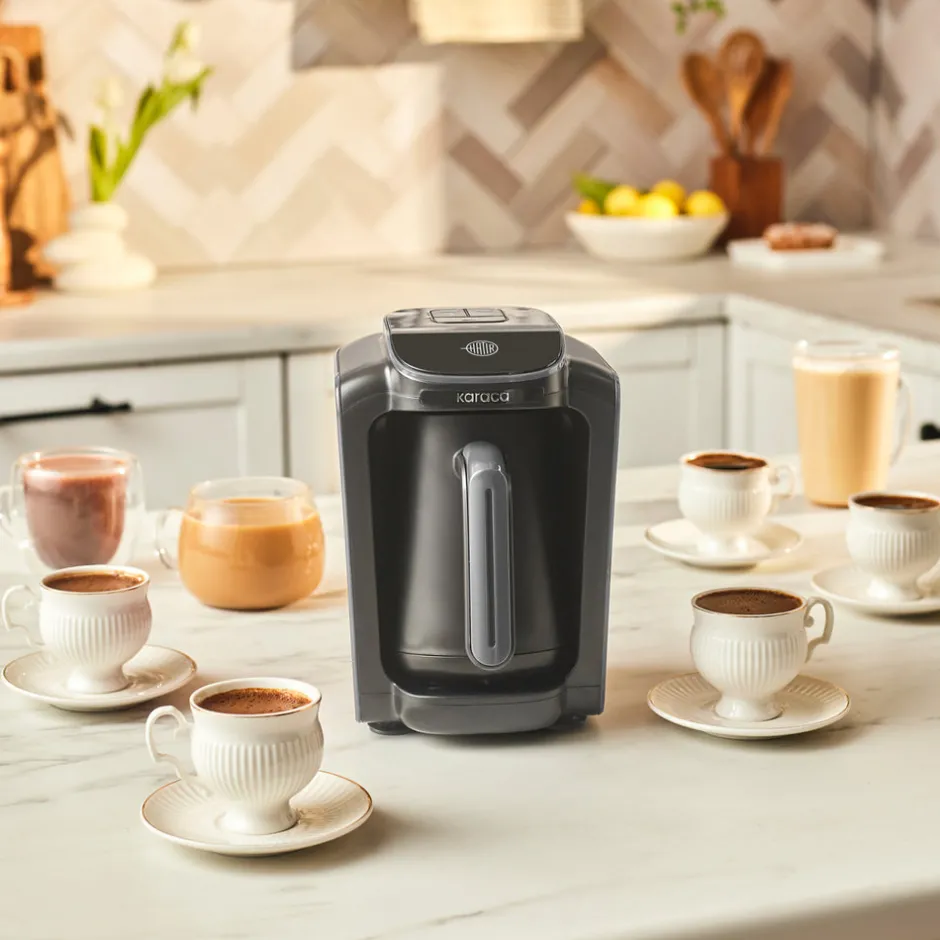 Karaca Türkischer Kaffeekocher|Kaffeemaschinen-Hatır Neo Türkische Kaffeemaschine mit Milchzubereitung – Space Grey