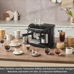 Karaca Kaffeemaschinen-Hatır Perfetto Espresso und Türkischer Kaffee Maschine INOX