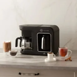 Karaca Türkischer Kaffeekocher|Kaffeemaschinen-Hatır Plus Mod 5 in 1 Essential Kaffeemaschine , 1385W Schwarz Chrom