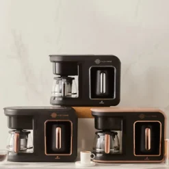 Karaca Türkischer Kaffeekocher|Kaffeemaschinen-Hatır Plus Mod 5 in 1 Essential Kaffeemaschine , 1385W Schwarz Chrom